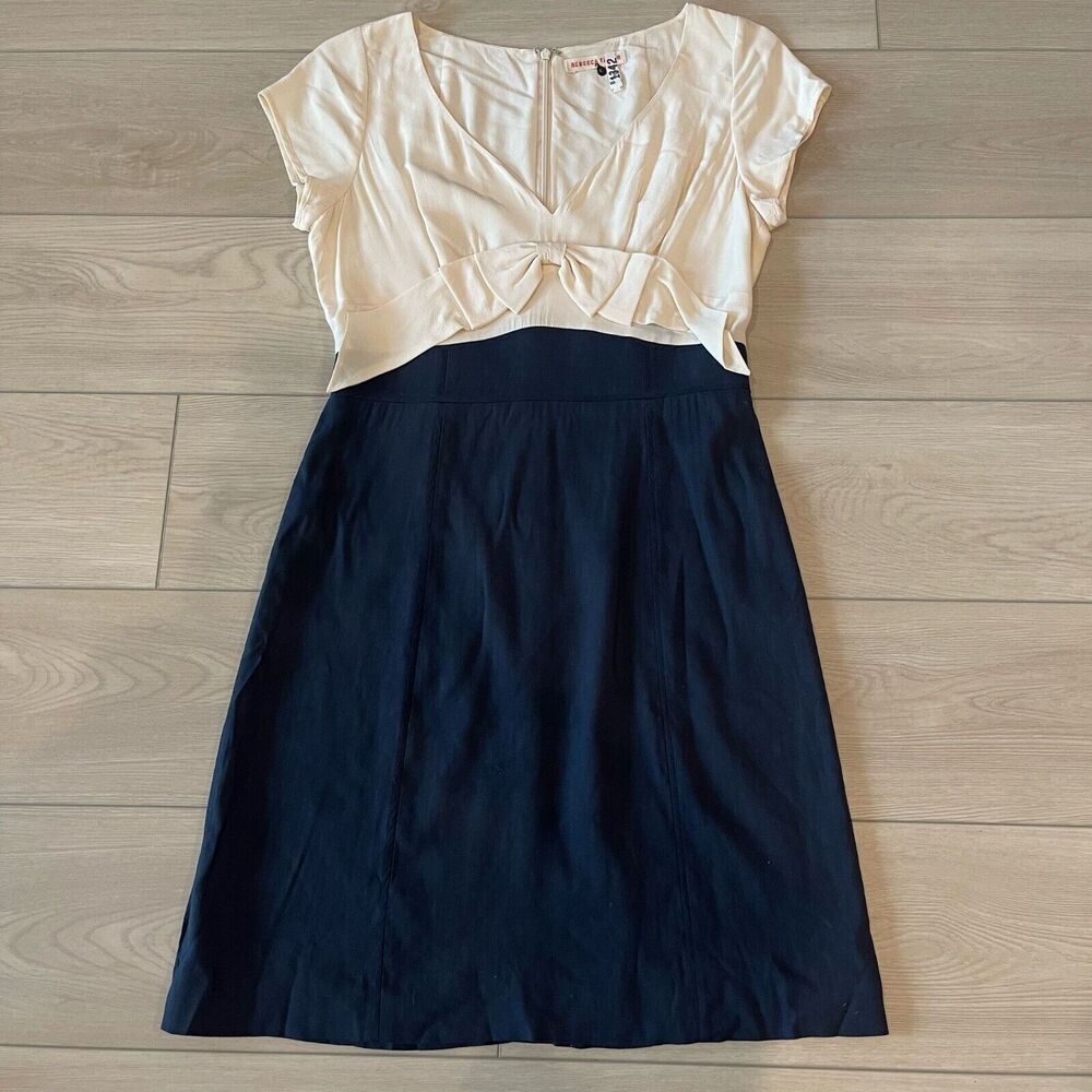 Rebecca Taylor Cream and Navy Two-Tone Mini Dress